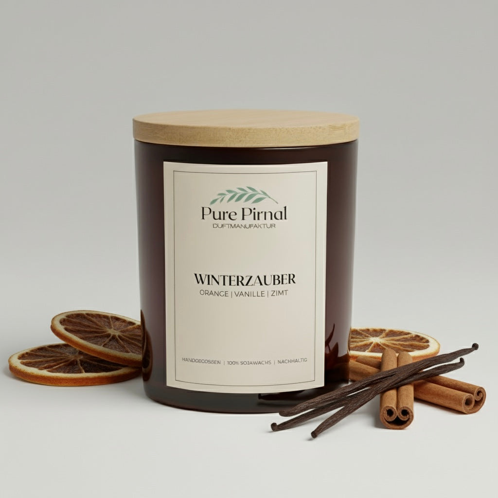 Winterzauber Duftkerze – Nachhaltige Premium-Kerze aus 100 % Sojawachs, handgegossen
