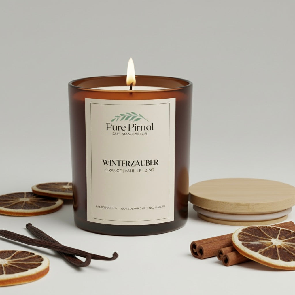 Winterzauber Duftkerze – Nachhaltige Premium-Kerze aus 100 % Sojawachs, handgegossen