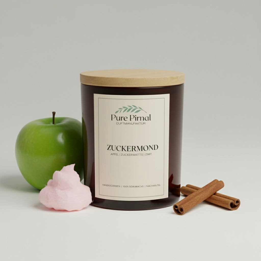 Zuckermond Duftkerze – Nachhaltige Premium-Kerze aus 100 % Sojawachs, handgegossen