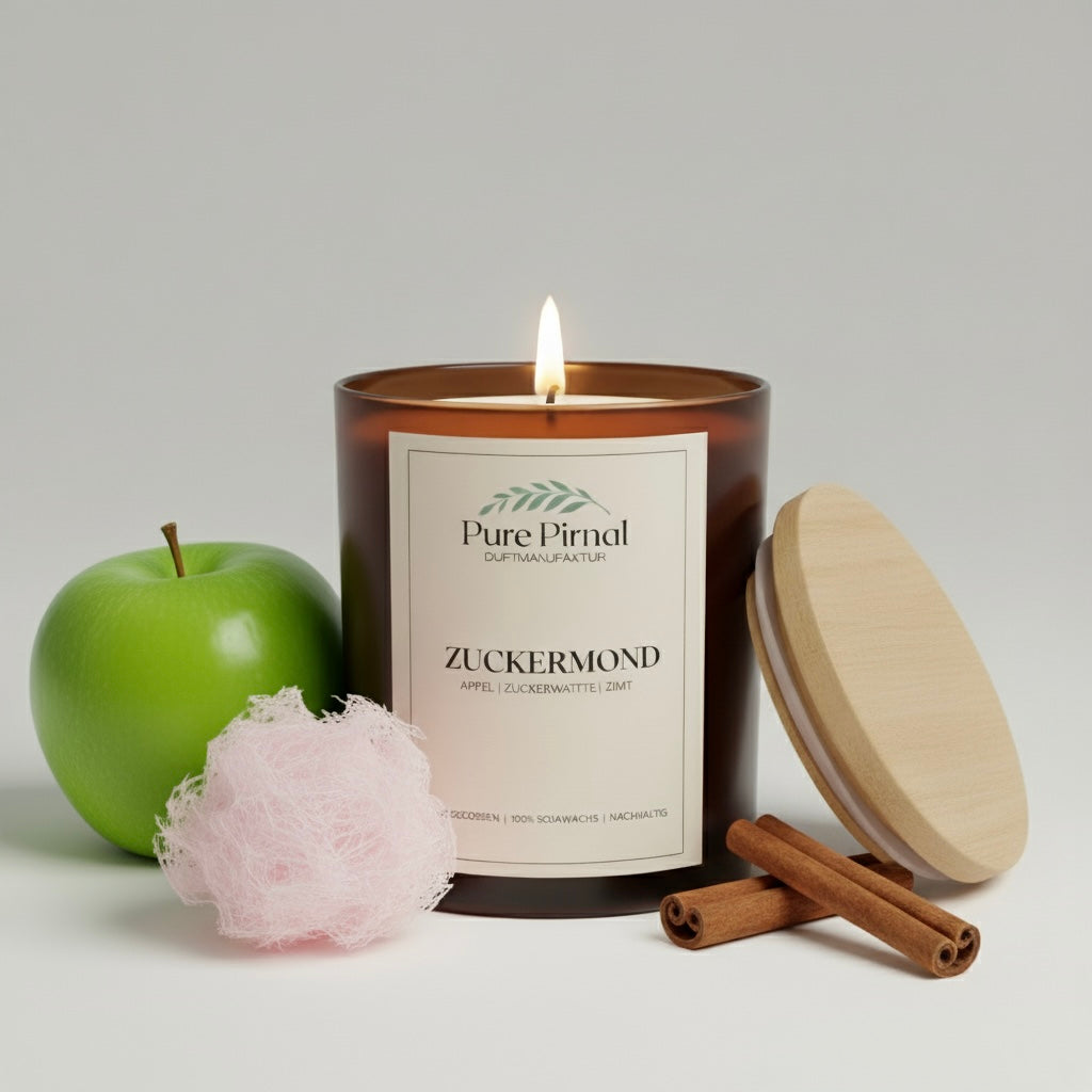 Zuckermond Duftkerze – Nachhaltige Premium-Kerze aus 100 % Sojawachs, handgegossen