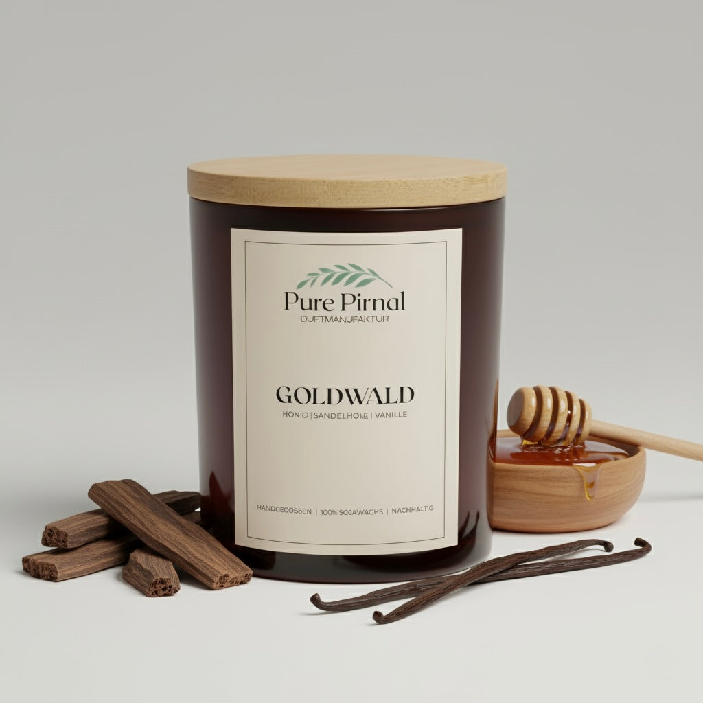 Goldwald Duftkerze – Nachhaltige Premium-Kerze aus 100 % Sojawachs, handgegossen