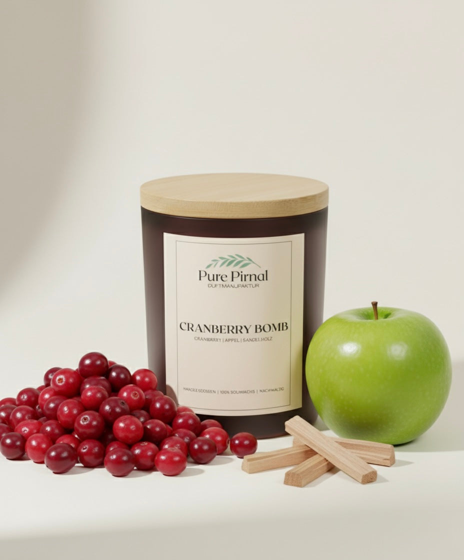 Cranberry Bomb Duftkerze – Nachhaltige Premium-Kerze aus 100 % Sojawachs, handgegossen