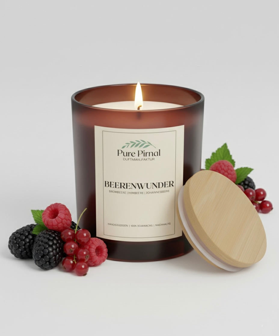 Beerenwunder Duftkerze – Nachhaltige Premium-Kerze aus 100 % Sojawachs, handgegossen
